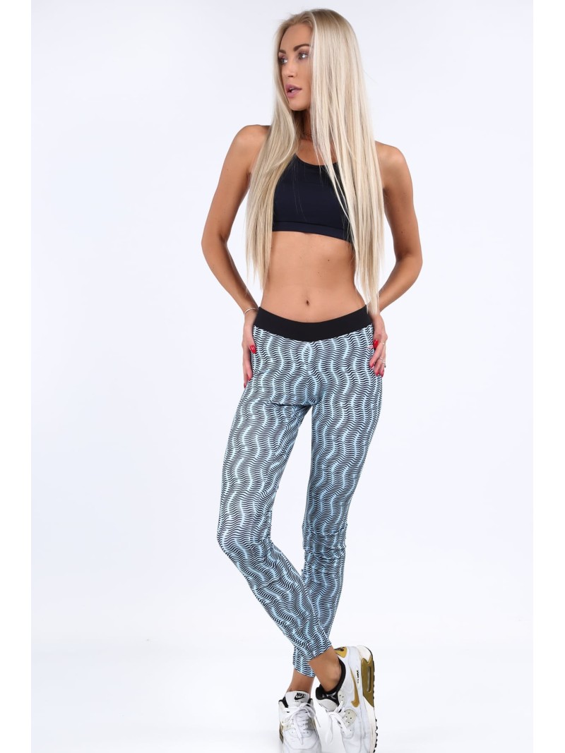 Light blue sports leggings with patterns MR11513 - Online store - Boutique